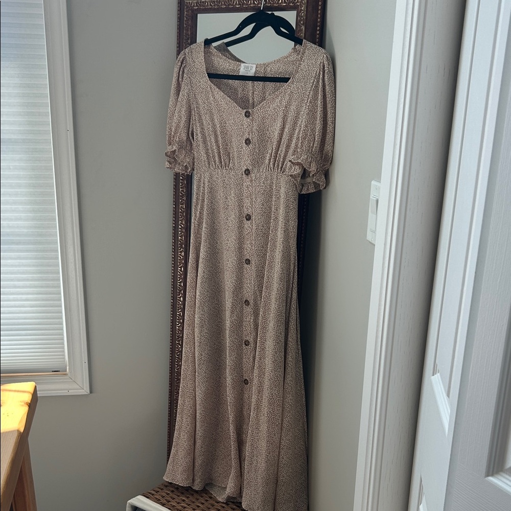 Sienna Sky Tan Button-Down Maxi Dress
